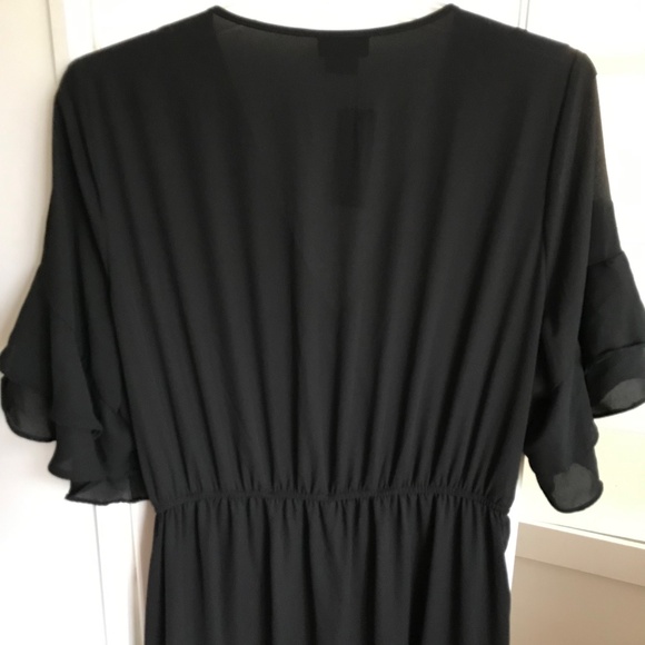 CITY CHIC Black Maxi Dress Ruffle Sleeves & Hem Flutter Me Women’s Plus Size 16 - Picture 8 of 15